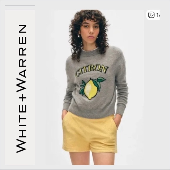 WHITE + WARREN Sweaters - WHITE + WARREN cashmere citron crewneck sweater in heather gray M